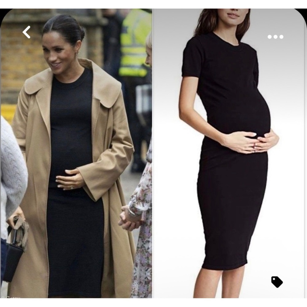 HATCH Collection The Eliza Maternity Dress - Black Knit Midi T-Shirt Dress